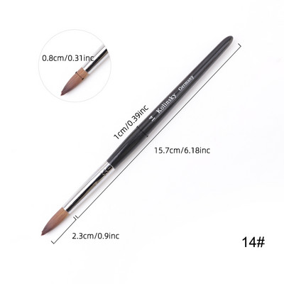 TIANMI Kolinsky Perie acrilice pentru unghii Perie neagră pentru arta unghiilor, nurcă, mâner din lemn, perie pentru manichiură cu gel, instrumente de desen, 1 buc.