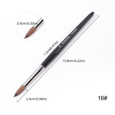 TIANMI Kolinsky Perie acrilice pentru unghii Perie neagră pentru arta unghiilor, nurcă, mâner din lemn, perie pentru manichiură cu gel, instrumente de desen, 1 buc.