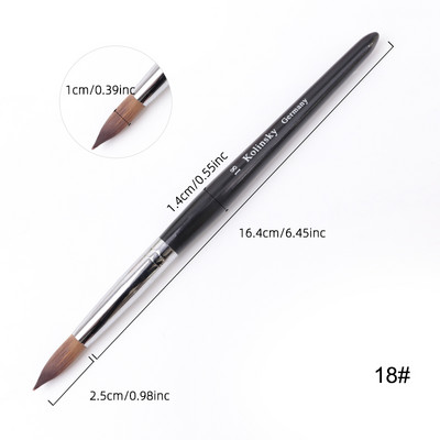 TIANMI Kolinsky Perie acrilice pentru unghii Perie neagră pentru arta unghiilor, nurcă, mâner din lemn, perie pentru manichiură cu gel, instrumente de desen, 1 buc.