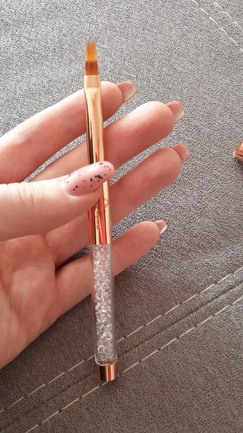 ANGNYA 9 τμχ/σετ Rose Gold Nail Art Uv Gel Brush Set Pen Nail Art Builder Flat Crystal Painting Drawing Carving Pension Manicure