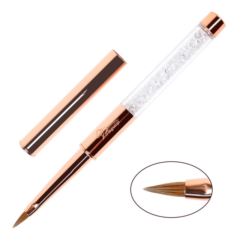 ANGNYA 9 buc/set aur roz Nail Art Set de perii cu gel UV Pen Nail Art Builder Plat Cristal Pictură Desen Carving Pen Instrument de manichiură