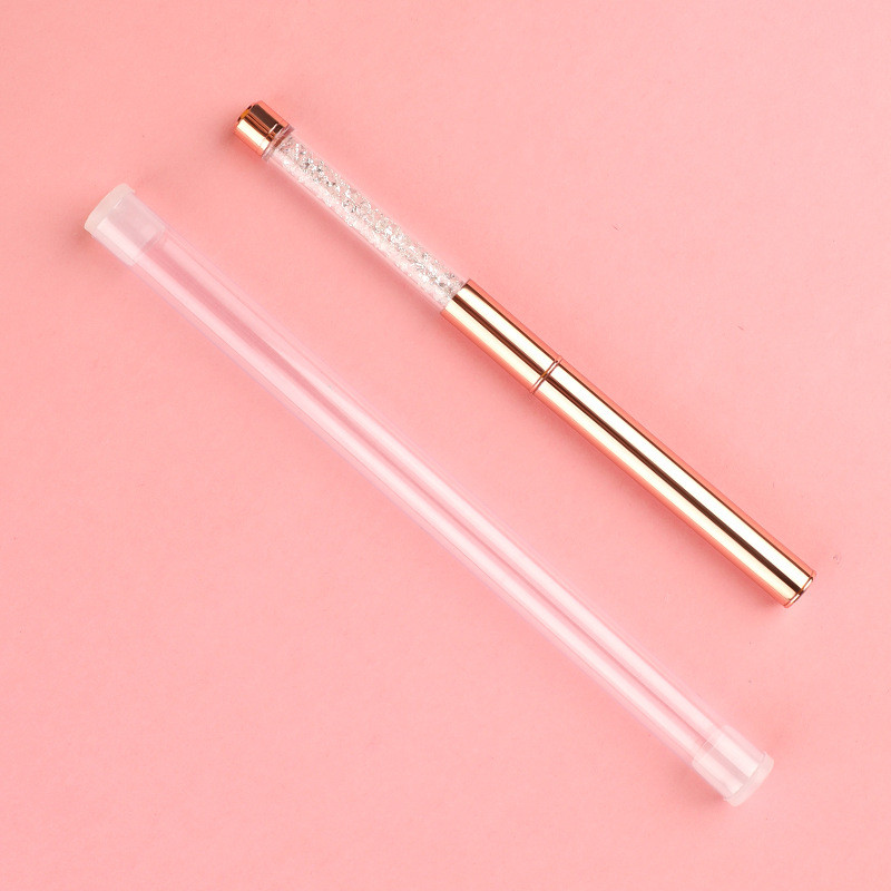 ANGNYA 9 buc/set aur roz Nail Art Set de perii cu gel UV Pen Nail Art Builder Plat Cristal Pictură Desen Carving Pen Instrument de manichiură