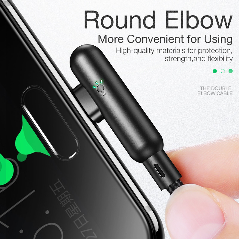 120 cm-es kábel USB Type C 90 fokos USB C mobiltelefon kábel 3A gyorstöltő adatkábel LED jelzővel USB kábel Huaweihez