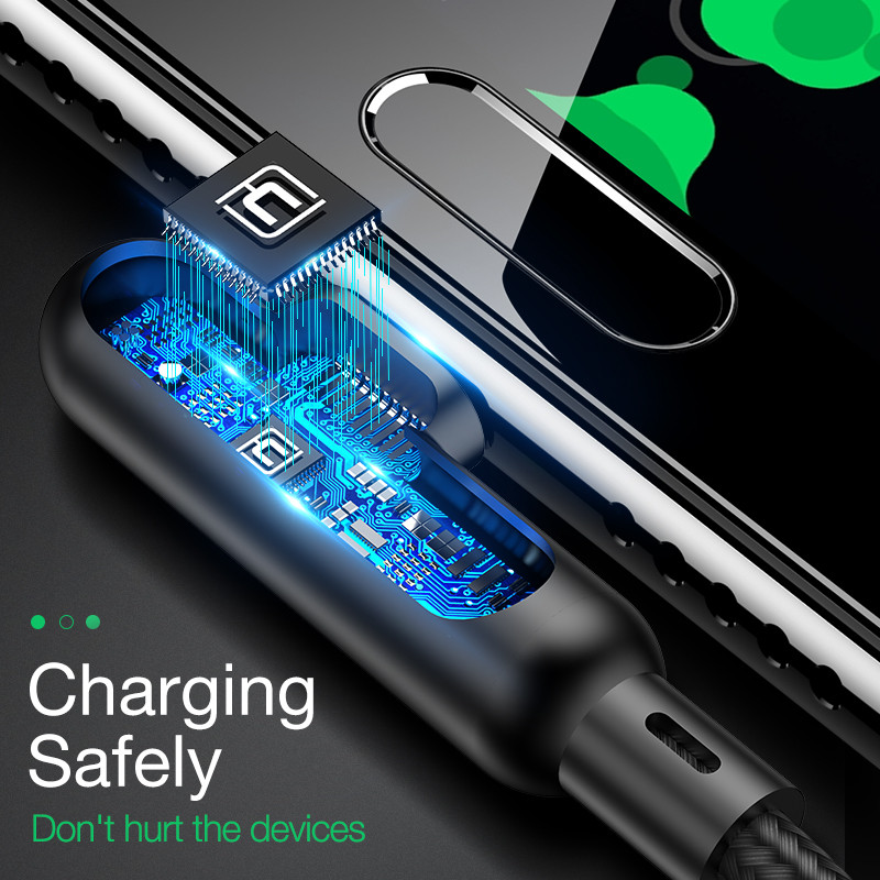 120 cm-es kábel USB Type C 90 fokos USB C mobiltelefon kábel 3A gyorstöltő adatkábel LED jelzővel USB kábel Huaweihez
