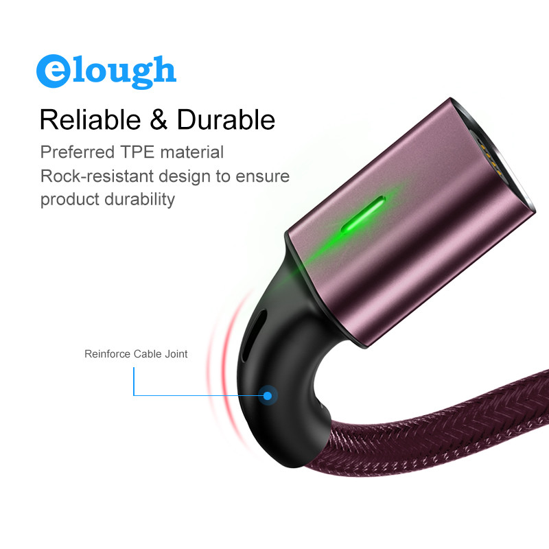 Elough 3 în 1 încărcare magnetică pentru iphone xs max xr x 8 7 plus 6 5 6s cablu tip c cablu micro usb telefon led magnet fir încărcător