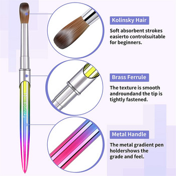 24 стила Ръчно изработена четка за нокти Kolinsky Акрилна професионална четка за ноктопластика Четки за маникюр Четки за нокти Аксесоари за нокти pinceles uñas