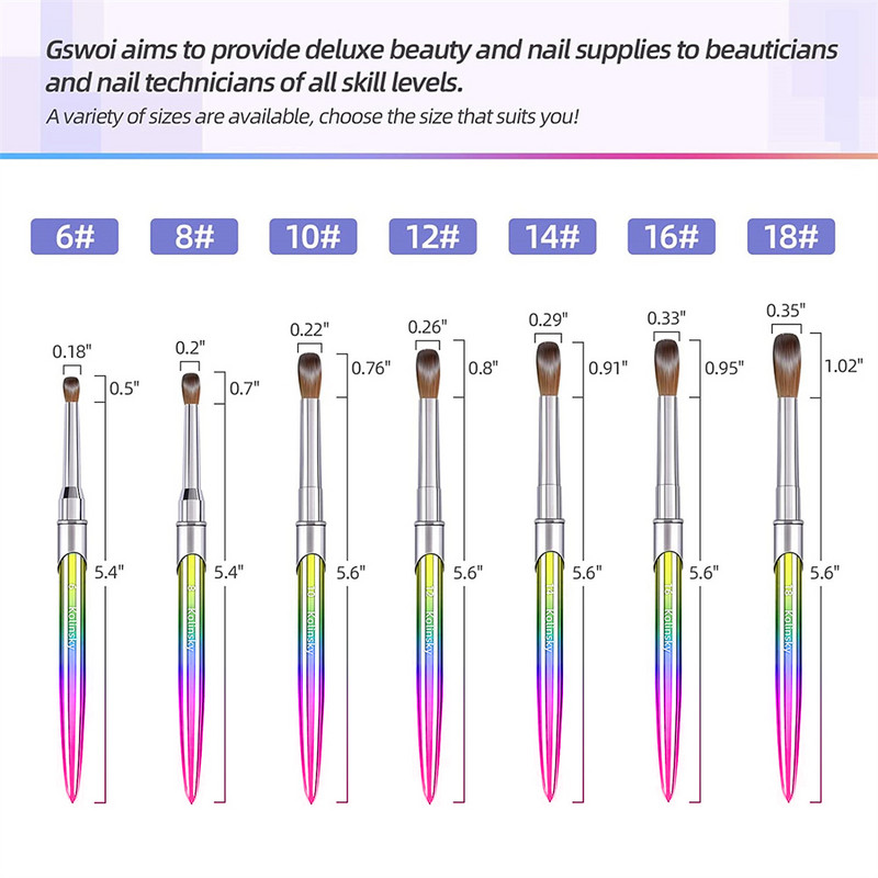 24 stila Ručno izrađena Kolinsky četkica za nokte Akrilna profesionalna četkica za nail art Kistovi za manikuru Nail Kist Dodaci za nokte pinceles uñas