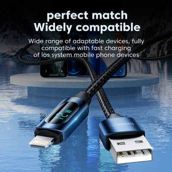 Toocki LED дисплей USB кабел за iPhone14 13 12 Pro Max Xs Plus Кабел за бързо зареждане за iPhone Зарядно устройство Lightning кабел Кабел за данни