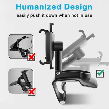 Xnyocn 3 в 1 Държач за телефон за кола Табло Огледало за обратно виждане Поддръжка на волана Скоба за козирка за слънце Мобилна GPS стойка за iPhone