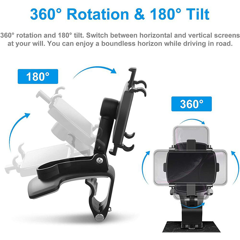 Xnyocn 3 u 1 držač za telefon u automobilu Nadzorna ploča Retrovizor Ogledalo Podrška za upravljač Nosač za štitnik od sunca Mobilni GPS stalak za iPhone