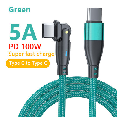 5A tip C do tipa C kabel za 180 stupnjeva rotirajući koljeno PD kabel za brzo punjenje 100W/60W podatkovni kabel tipa C za Samsung Xiaomi Huawei