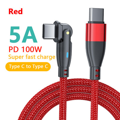 5A tip C do tipa C kabel za 180 stupnjeva rotirajući koljeno PD kabel za brzo punjenje 100W/60W podatkovni kabel tipa C za Samsung Xiaomi Huawei
