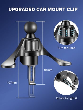 Xnyocn Щипка за вентилационен отвор за кола 17 мм сферична глава за изход за въздух на кола Стойка за стойка за телефон Магнит за кола, мобилен телефон GPS скоба Аксесоари