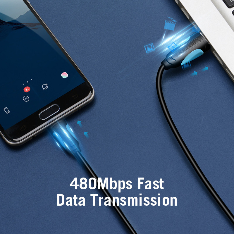 Vention Micro USB kábel gyorstöltő vezeték Android mobiltelefonhoz adatszinkronizáló töltőkábel Samsung HTC Xiaomi USB C kábelhez