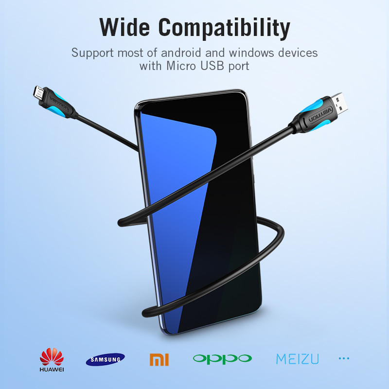 Vention Micro USB kábel gyorstöltő vezeték Android mobiltelefonhoz adatszinkronizáló töltőkábel Samsung HTC Xiaomi USB C kábelhez