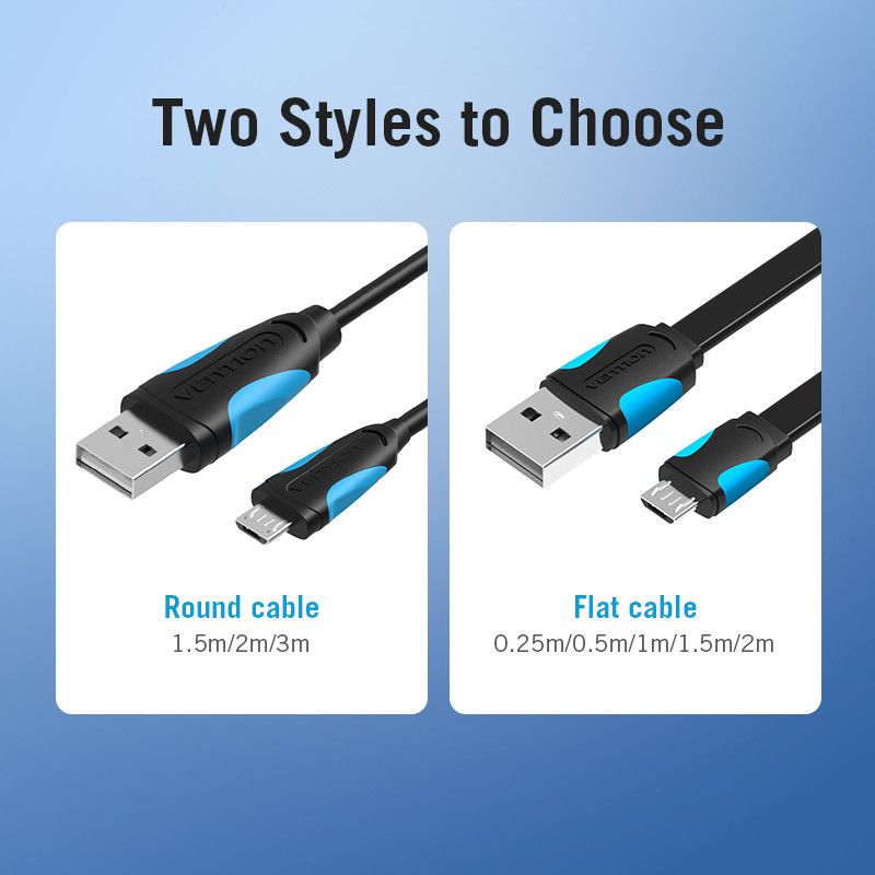 Vention Micro USB kábel gyorstöltő vezeték Android mobiltelefonhoz adatszinkronizáló töltőkábel Samsung HTC Xiaomi USB C kábelhez