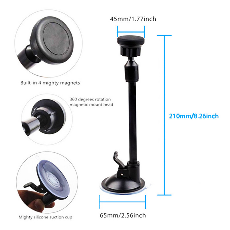 Suport magnetic pentru mașină Xnyocn Suport cu braț lung Parbriz cu gât de gâscă Suport universal din viscoză lavabil pentru iPhone Xiaomi SmartPhone