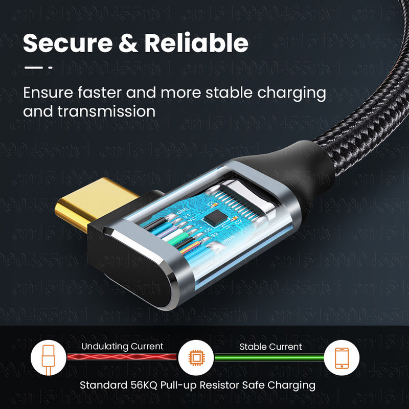 5A 100W USB C do Type C kabel Gen 2 USB 3.1 kabel 4K@60Hz 10Gbps 90 stupnjeva brzo punjenje za Huawei Mate40 Pro Xiaomi 1M/2M/3M