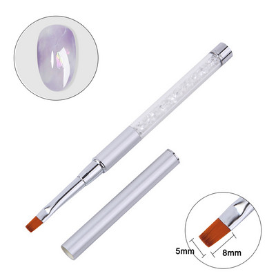 Perie pentru unghii cu gel UV pentru căptușeală, stilou, mâner de cristal, manichiură, unghii, artă franceză, gel UV, acrilic, pentru pix, extensie, instrumente pentru perie de pictură