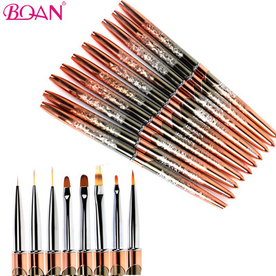 BQAN Rose Gold Perie pentru unghii Perie cu gel pentru manichiură Pen extensie cu gel UV acrilic pentru pictura lac de unghii Perie de desen Instrumente de vopsea