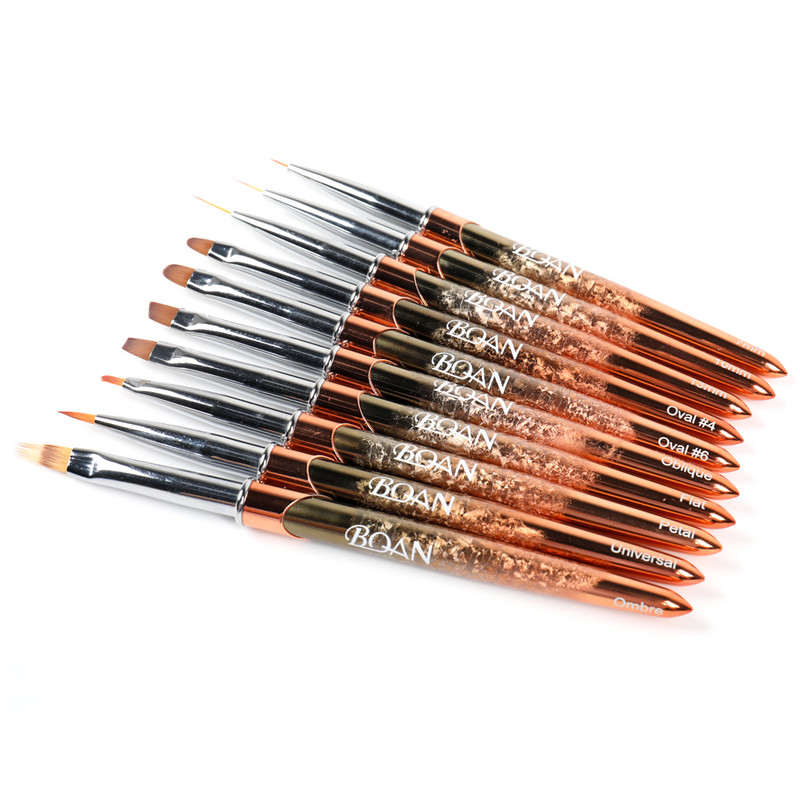 BQAN Rose Gold Perie pentru unghii Perie cu gel pentru manichiură Pen extensie cu gel UV acrilic pentru pictura lac de unghii Perie de desen Instrumente de vopsea