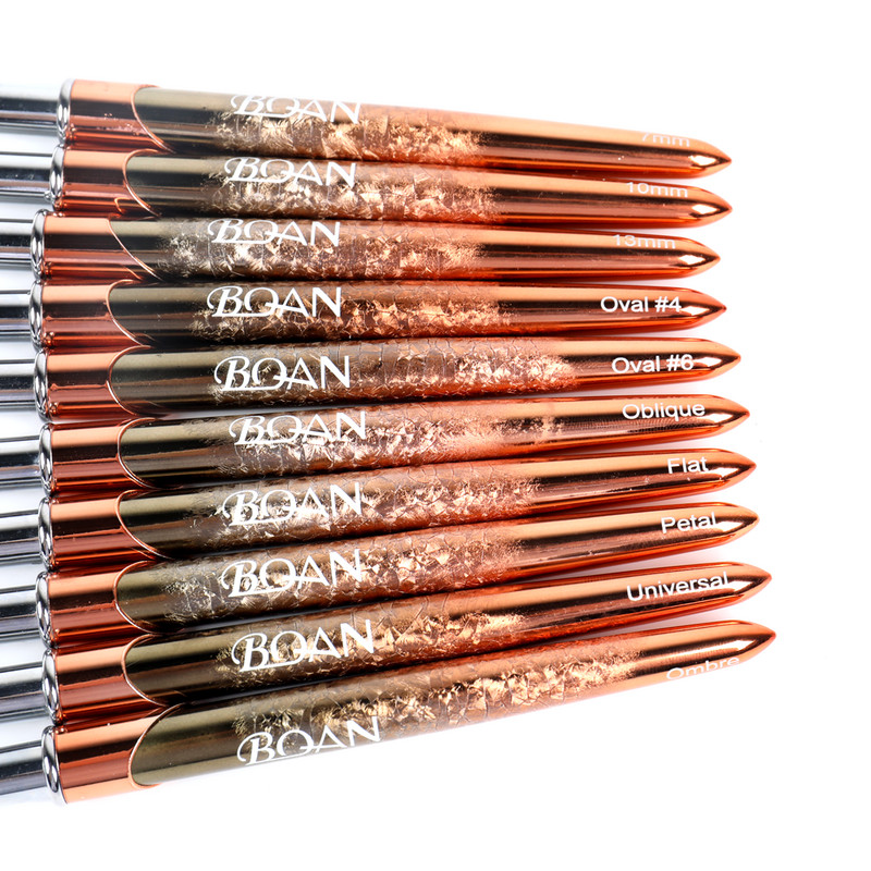 BQAN Rose Gold Perie pentru unghii Perie cu gel pentru manichiură Pen extensie cu gel UV acrilic pentru pictura lac de unghii Perie de desen Instrumente de vopsea