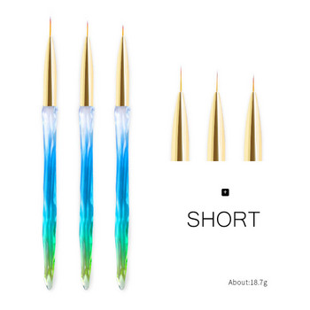 FlorVida 3τμχ Σετ Nail Art Brushes For Drawing Lines Manicure Tools Of Professional Supplies Flower Pen Kit 7/9/11mm Kolinsky