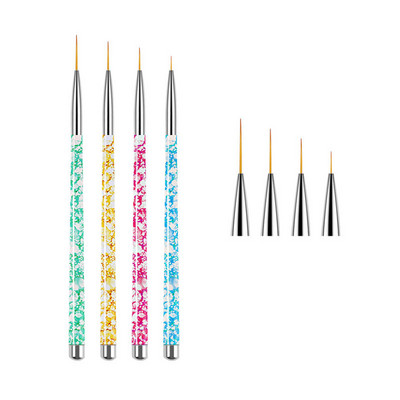 FlorVida Set 3 buc Perii Nail Art Pentru Desenarea liniilor Instrumente de manichiură Rechizite profesionale Kit stilou pentru flori 7/9/11mm Kolinsky