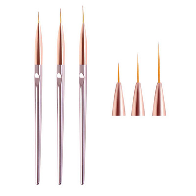 FlorVida Set 3 buc Perii Nail Art Pentru Desenarea liniilor Instrumente de manichiură Rechizite profesionale Kit stilou pentru flori 7/9/11mm Kolinsky