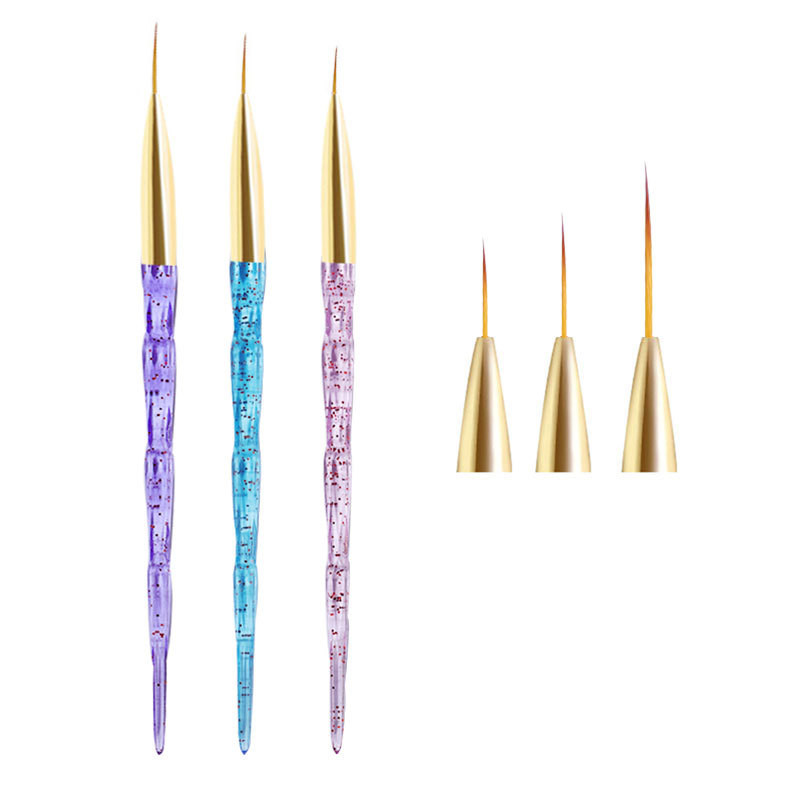 FlorVida Set 3 buc Perii Nail Art Pentru Desenarea liniilor Instrumente de manichiură Rechizite profesionale Kit stilou pentru flori 7/9/11mm Kolinsky