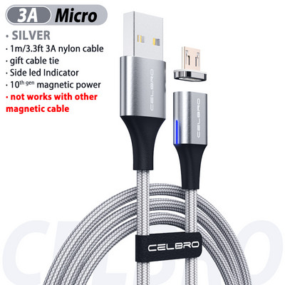 1,5m 2m Μαγνητικό καλώδιο Micro Usb Type C Καλώδιο γρήγορης φόρτισης Μαγνητικός φορτιστής 5A για Huawei Samsung Galaxy S20 Plus Ultra 20