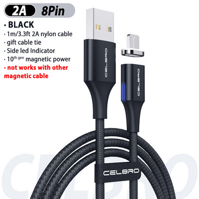 1,5m 2m Μαγνητικό καλώδιο Micro Usb Type C Καλώδιο γρήγορης φόρτισης Μαγνητικός φορτιστής 5A για Huawei Samsung Galaxy S20 Plus Ultra 20
