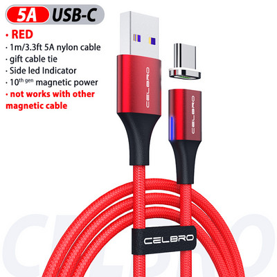 1,5m 2m Μαγνητικό καλώδιο Micro Usb Type C Καλώδιο γρήγορης φόρτισης Μαγνητικός φορτιστής 5A για Huawei Samsung Galaxy S20 Plus Ultra 20