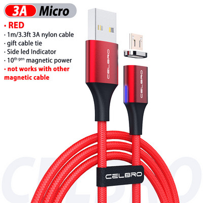 1,5m 2m Μαγνητικό καλώδιο Micro Usb Type C Καλώδιο γρήγορης φόρτισης Μαγνητικός φορτιστής 5A για Huawei Samsung Galaxy S20 Plus Ultra 20