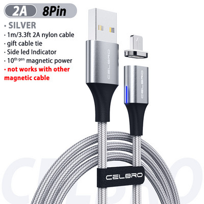 1,5m 2m Μαγνητικό καλώδιο Micro Usb Type C Καλώδιο γρήγορης φόρτισης Μαγνητικός φορτιστής 5A για Huawei Samsung Galaxy S20 Plus Ultra 20