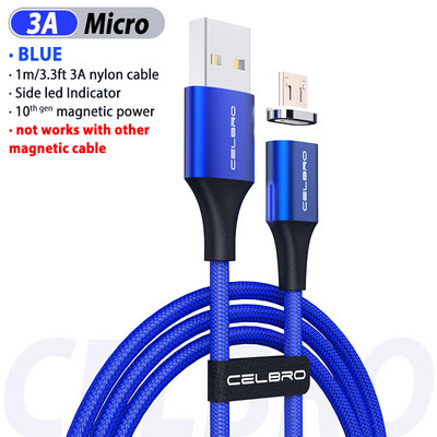 1,5m 2m Μαγνητικό καλώδιο Micro Usb Type C Καλώδιο γρήγορης φόρτισης Μαγνητικός φορτιστής 5A για Huawei Samsung Galaxy S20 Plus Ultra 20