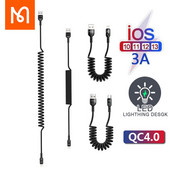 Καλώδιο γρήγορης φόρτισης με ελατήριο USB Mcdodo για iPhone 13 12 11 Pro MAX XR X 8 Type-C 3A Τροφοδοτικό Υποστήριξη Επέκταση LED QC4.0