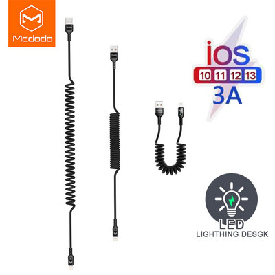 Καλώδιο γρήγορης φόρτισης με ελατήριο USB Mcdodo για iPhone 13 12 11 Pro MAX XR X 8 Type-C 3A Τροφοδοτικό Υποστήριξη Επέκταση LED QC4.0
