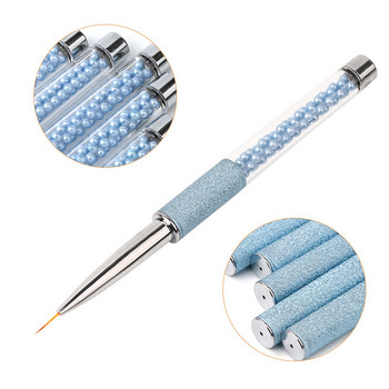 1 бр. Blue Pearl Rhinestone Acrylic Rod Nail Art Pen Tips 3D Painting Drawing Liner UV Gel Brush Инструмент за маникюр