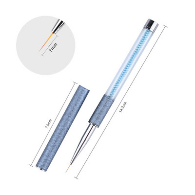 1 бр. Blue Pearl Rhinestone Acrylic Rod Nail Art Pen Tips 3D Painting Drawing Liner UV Gel Brush Инструмент за маникюр