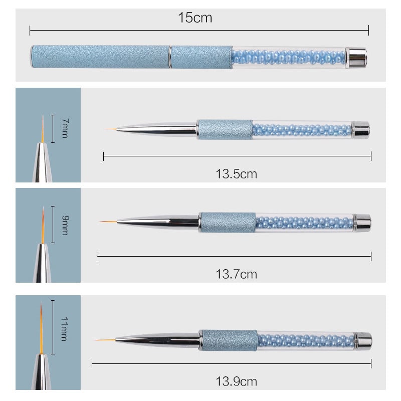 1 бр. Blue Pearl Rhinestone Acrylic Rod Nail Art Pen Tips 3D Painting Drawing Liner UV Gel Brush Инструмент за маникюр