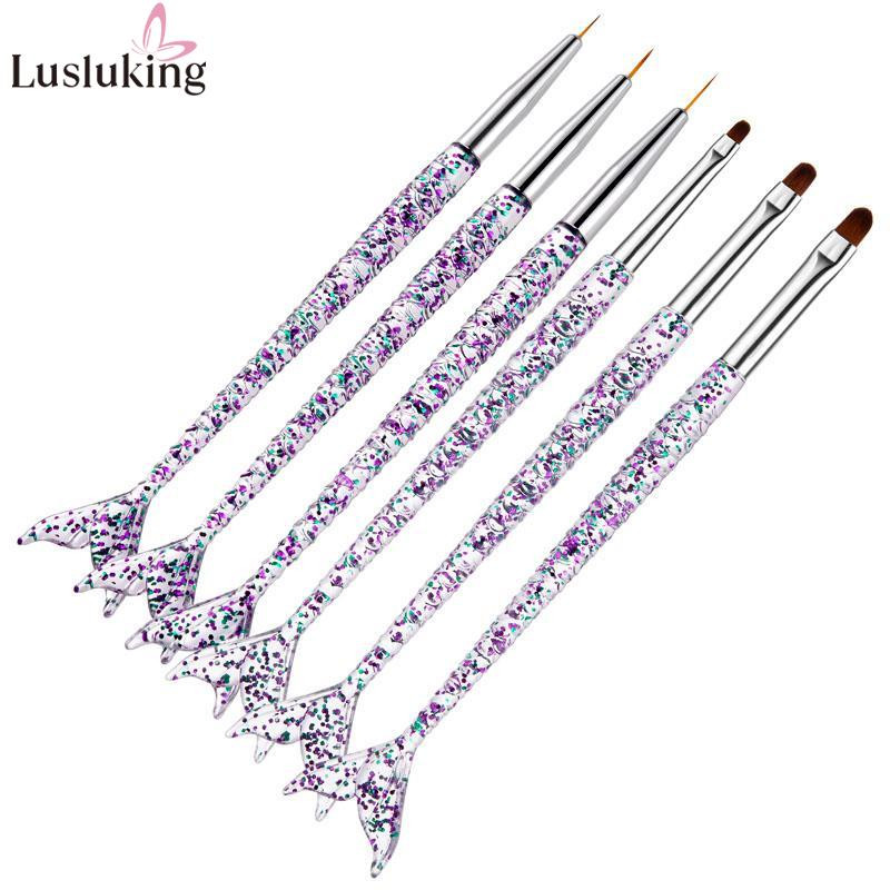 3 buc/set mâner sirenă Nail Art Liner Pictură UV GEL Extensie NailBrush DIY Model Design Desen Linie Pen Instrument de manichiură