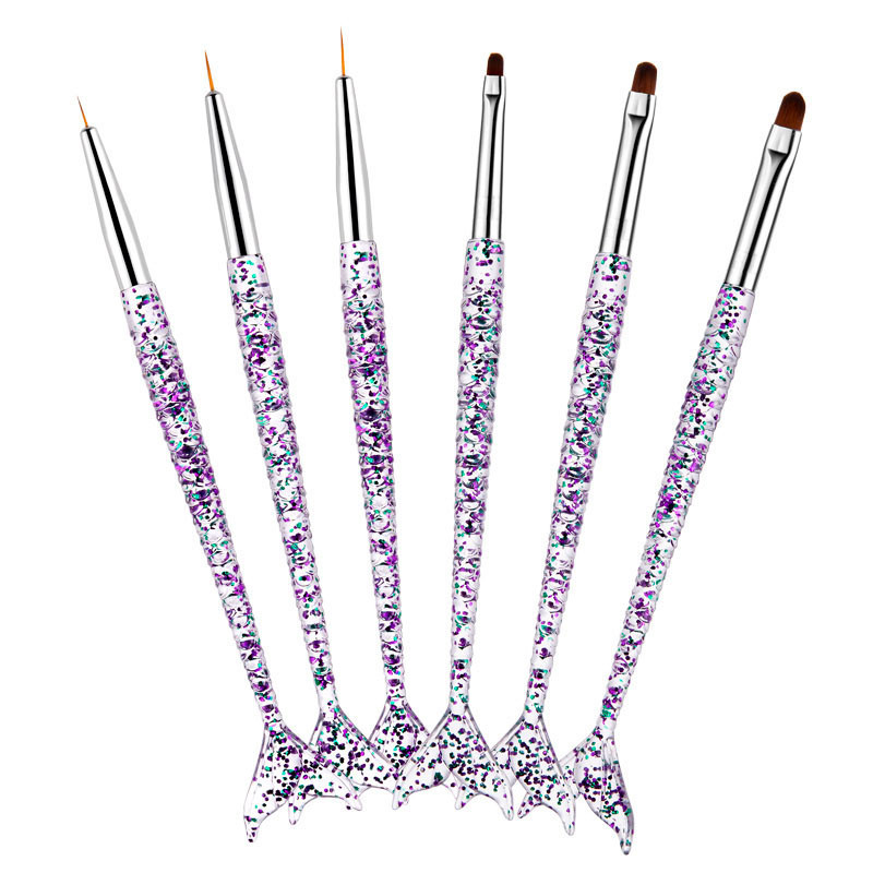 3 buc/set mâner sirenă Nail Art Liner Pictură UV GEL Extensie NailBrush DIY Model Design Desen Linie Pen Instrument de manichiură