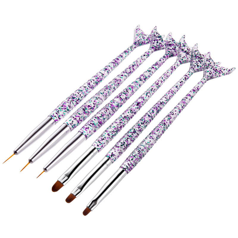 3 buc/set mâner sirenă Nail Art Liner Pictură UV GEL Extensie NailBrush DIY Model Design Desen Linie Pen Instrument de manichiură