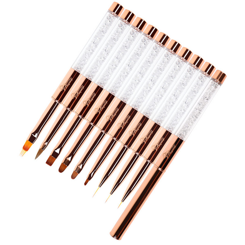 ANGNYA Rose Gold Nail Art Lines Pictura Pen Penie Striper Daisy Acrilic Dimensiune 3D # 2 Gradient Umbrire Perii cu gel UV Instrument de manichiură