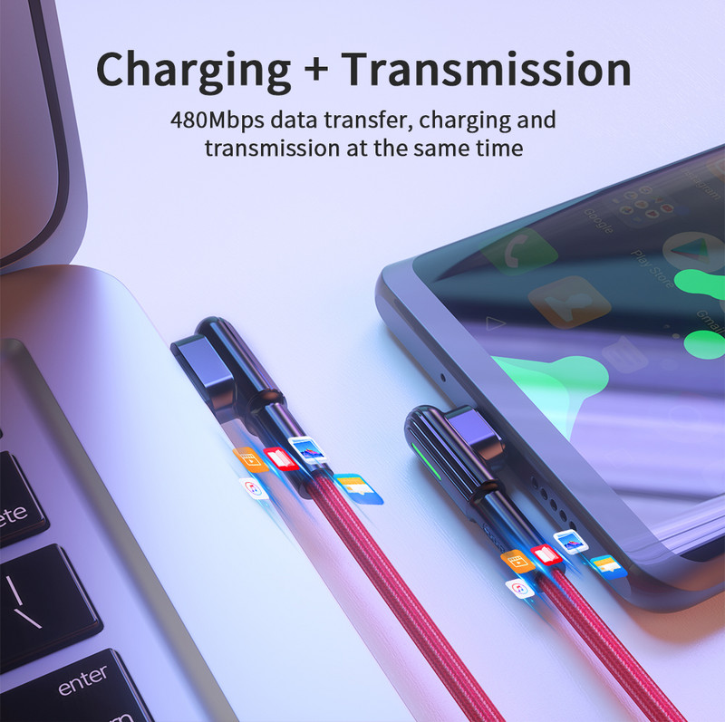 Essager USB Type-C kabel 90 stupnjeva 3A žičani kabel za brzo punjenje USB-C kabel punjača Type-c za Samsung S20 S10 Plus Xiaomi mi 10