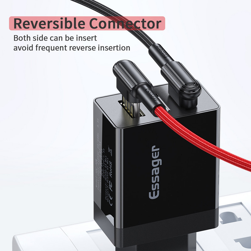 Essager USB Type-C kabel 90 stupnjeva 3A žičani kabel za brzo punjenje USB-C kabel punjača Type-c za Samsung S20 S10 Plus Xiaomi mi 10