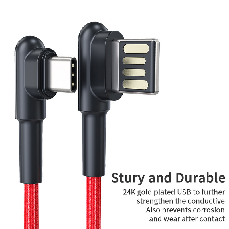 Essager USB Type-C kabel 90 stupnjeva 3A žičani kabel za brzo punjenje USB-C kabel punjača Type-c za Samsung S20 S10 Plus Xiaomi mi 10