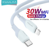 KUULAA USB C kabel PD30W MFi certificiran za iPhone 14 13 12 11 AirPods iPad Brzo punjenje USB C na Lightning kabel Silikonski USB