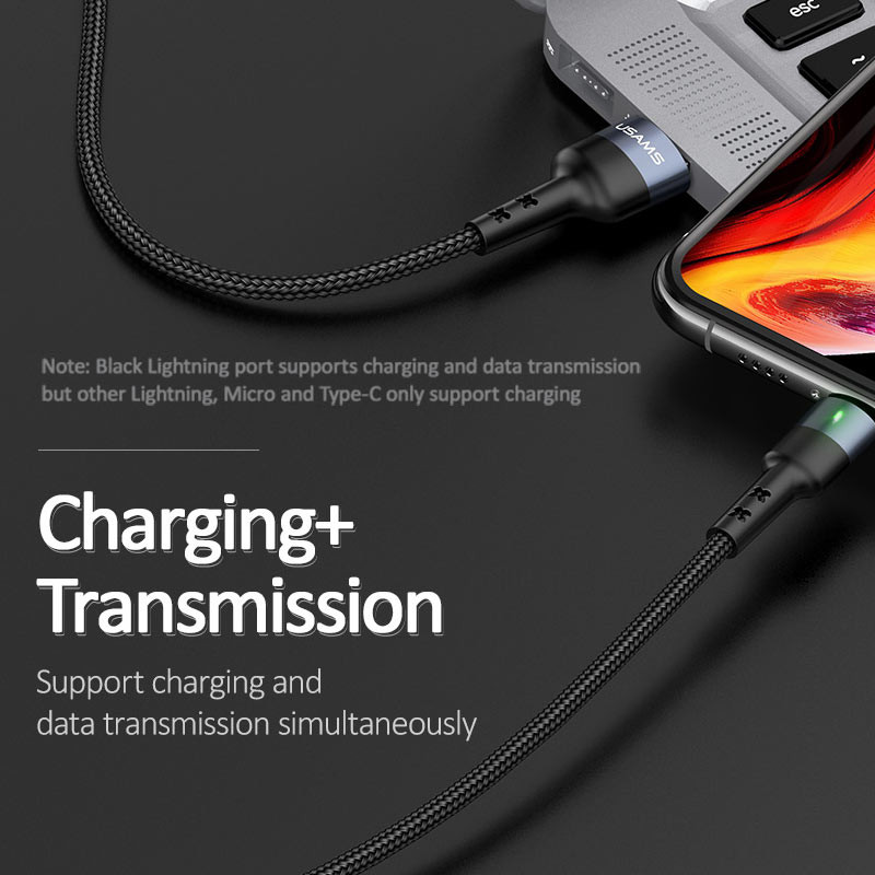Cablu de date de încărcare USAMS 3A 4 în 1 pentru iPhone 14 13 12 11 X 8 Cablu de iluminat micro USB tip C 3 în 1 pentru Samsung Huawei Xiaomi
